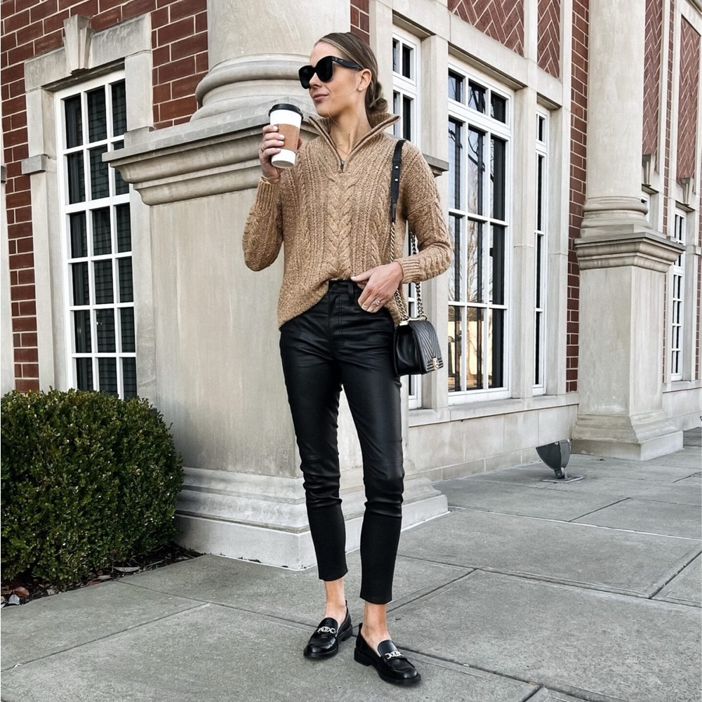 Madewell Black Leather Skinny Pants, 26